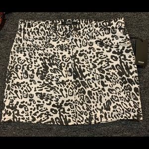 NWT Hudson Denim Mini Skirt Leopard Print Waist 32 Size 14 No Flaws!